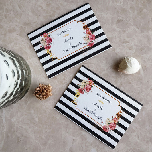 Black & White Stripes Floral Set of Gift Tags