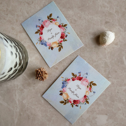 Blue Exotic Floral Wreath Set of Gift Tags