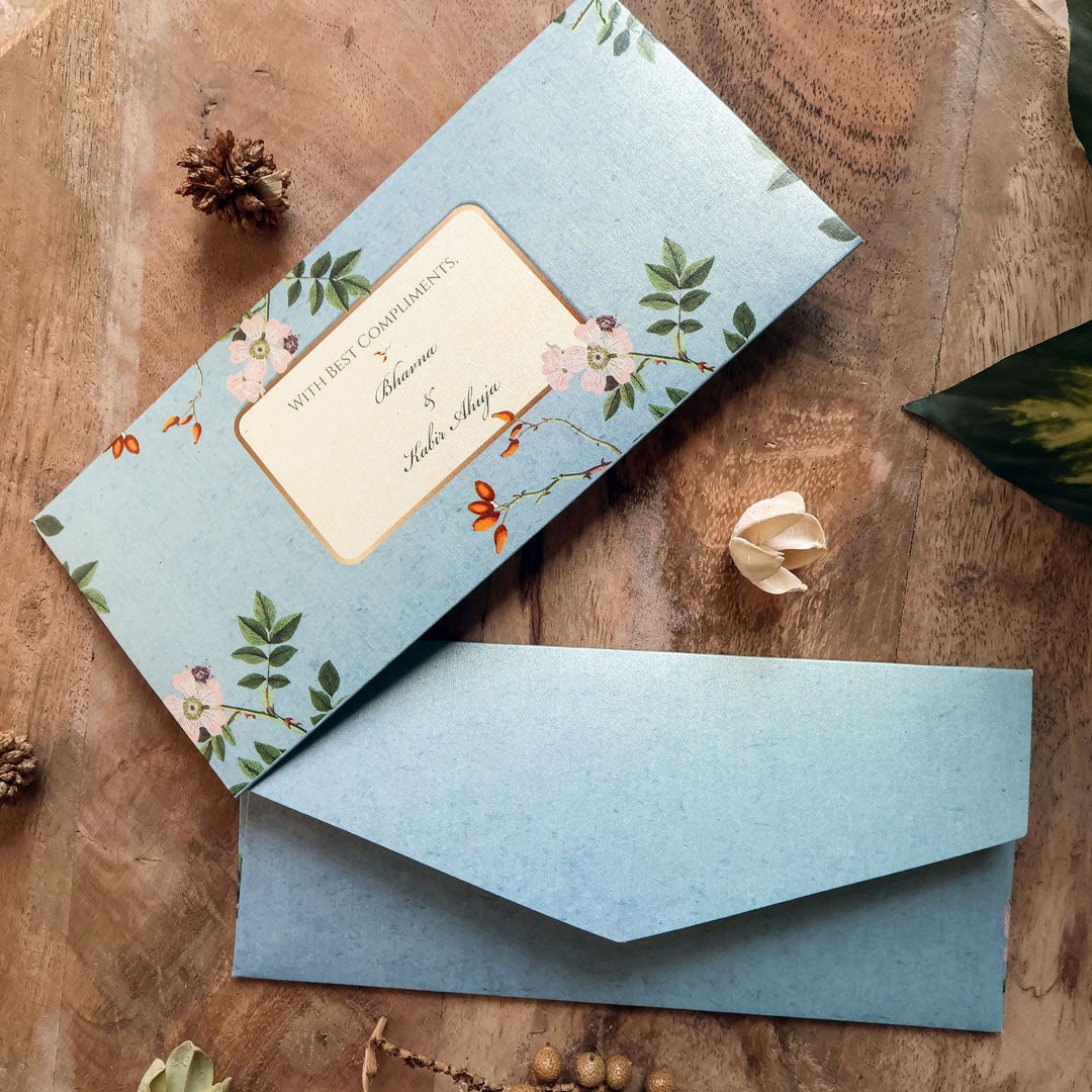 Blue Floral Texture Set of Money Envelopes