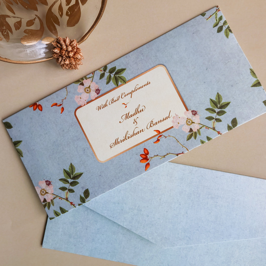 Blue Floral Texture Set of Money Envelopes
