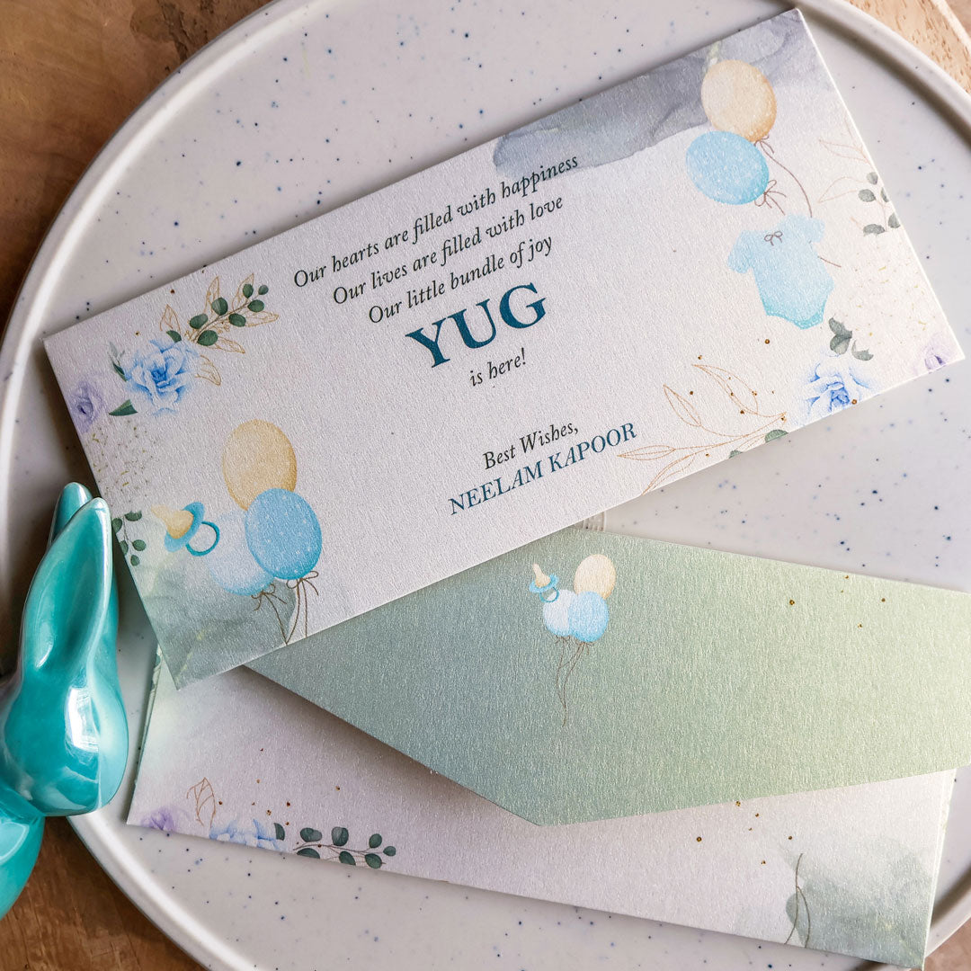 Bundle of Joy Baby Boy Announcement Set of Money Envelopes