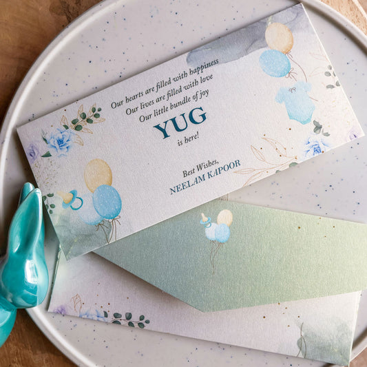 Bundle of Joy Baby Boy Announcement Set of Money Envelopes