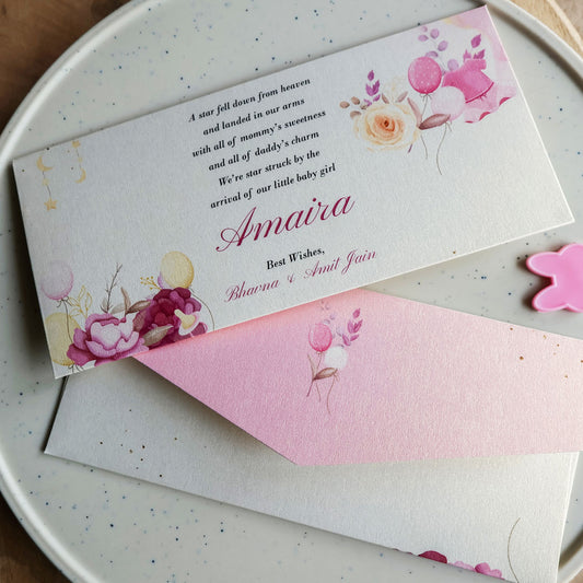 Bundle of Joy Baby Girl Announcement Set of Money Envelopes