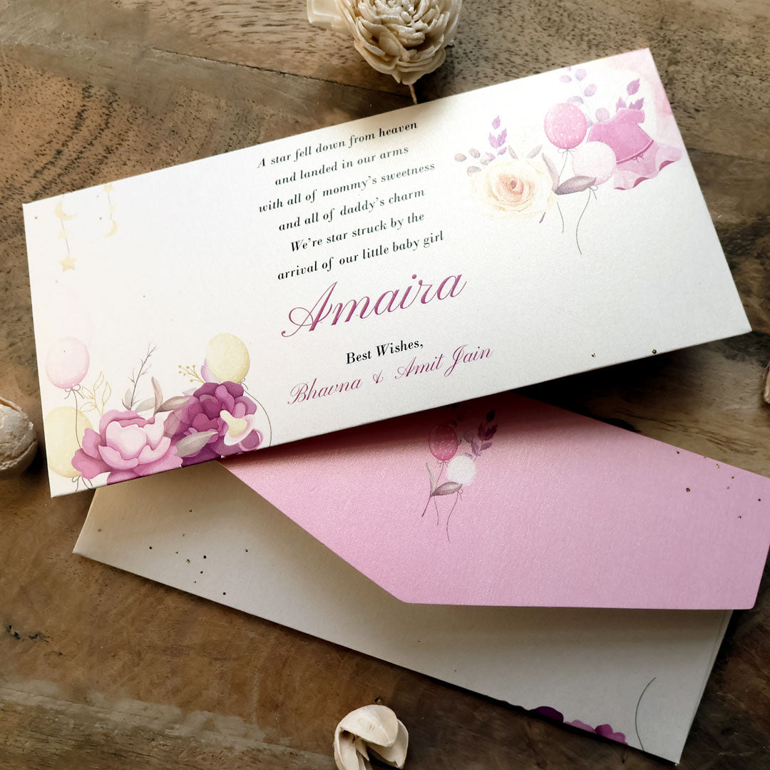 Bundle of Joy Baby Girl Announcement Set of Money Envelopes