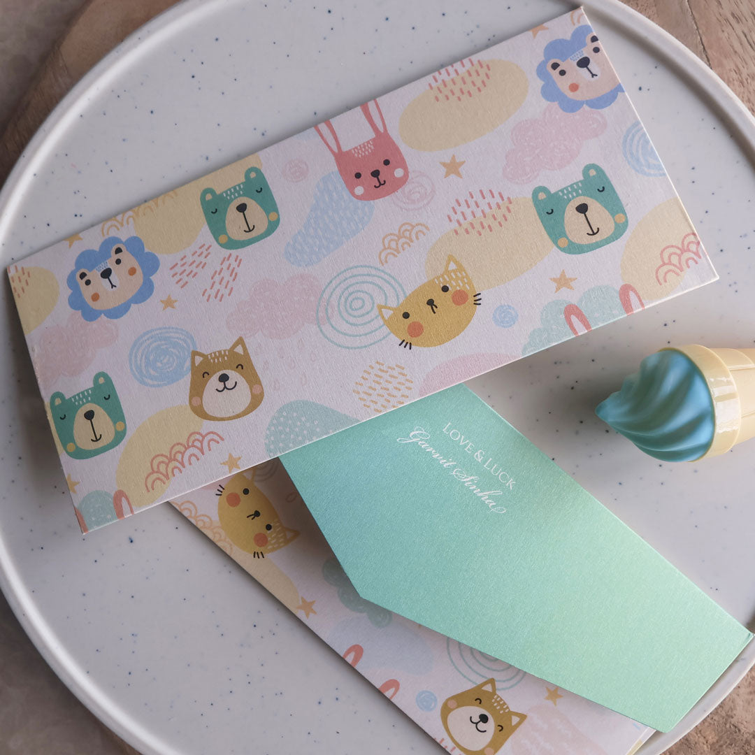 Cute Animal Doodle Set of Money Envelopes