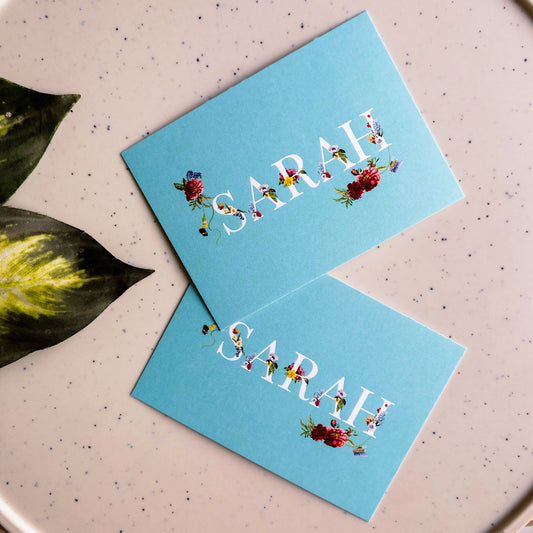 Floral Blue Alphabet Set of Gift Tags