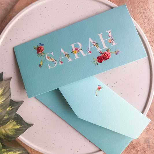Floral Blue Alphabet Set of Money Envelopes