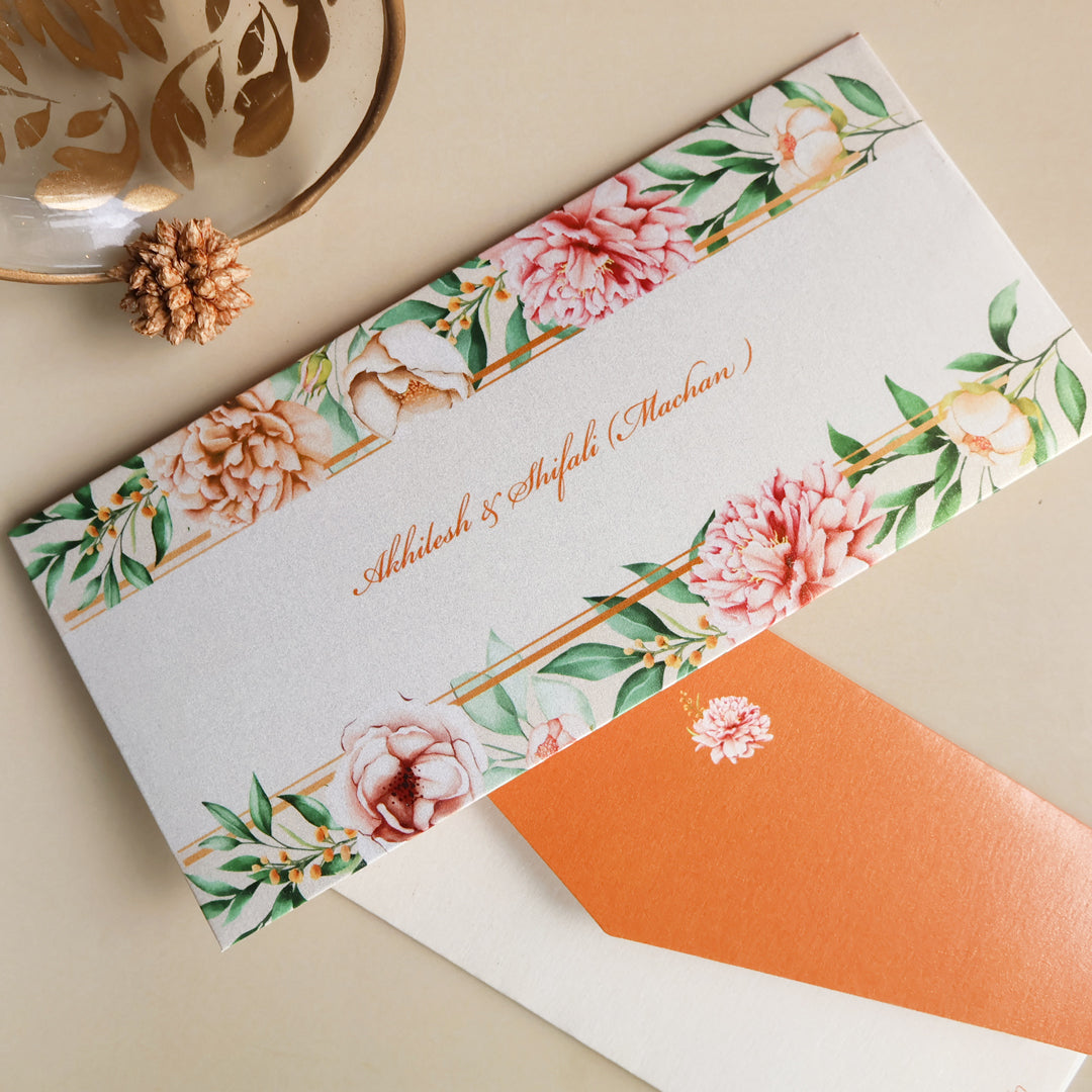 Floral Border Garden Set of Money Envelopes