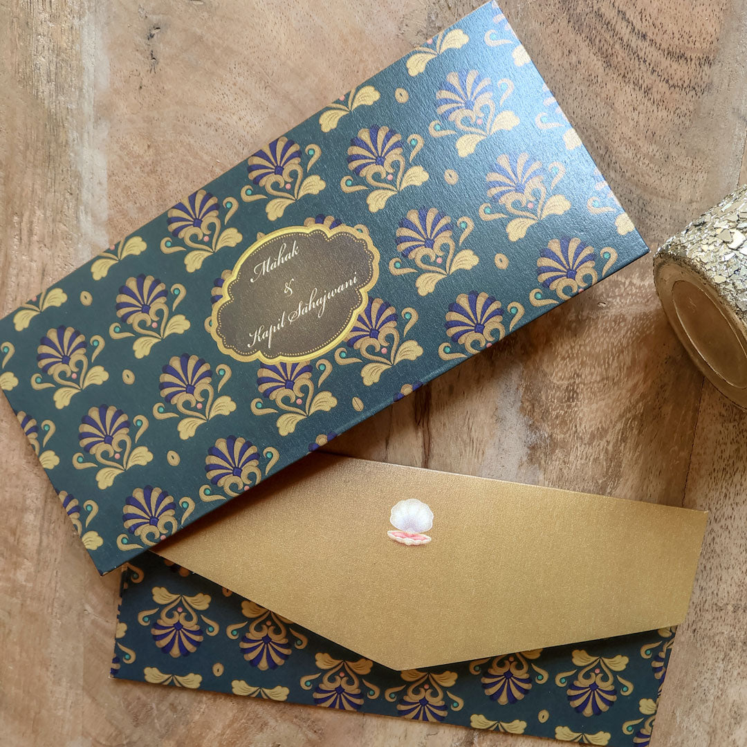 Green & Gold Oyester Shell Set of Money Envelopes