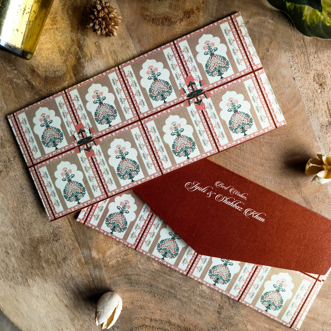 Mughal Art Floral Pattern Set of Money Envelopes