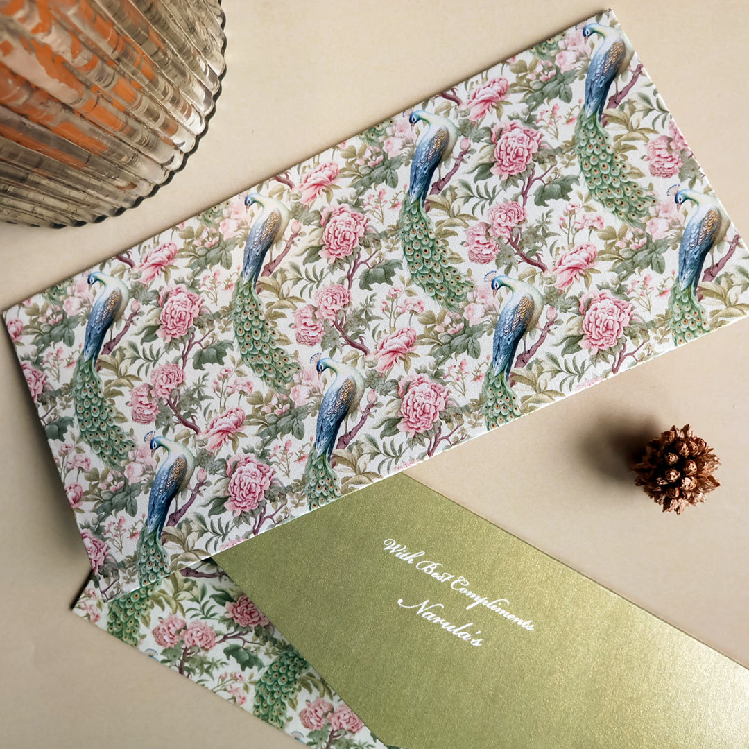 Mughal Peacock Garden Set of Money Envelopes