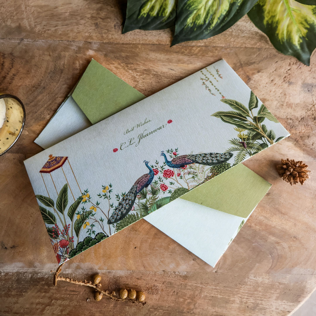 Mughal Peacock Wedding Set of Money Envelopes