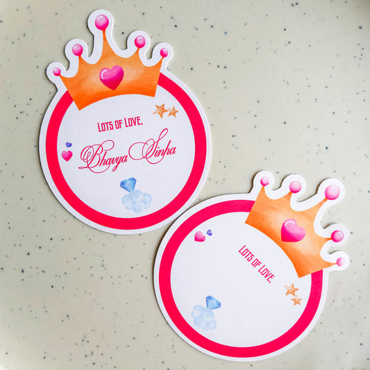 3D Princess Tiara Set of Gift Tags