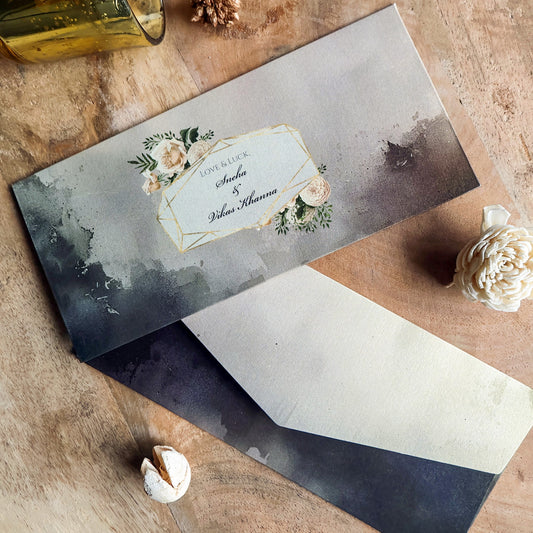 Paint daub floral frame Set of Money Envelopes