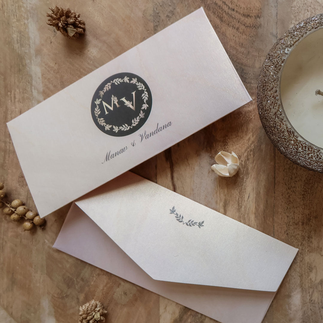 Petiole Border Name Initails Set of Money Envelopes