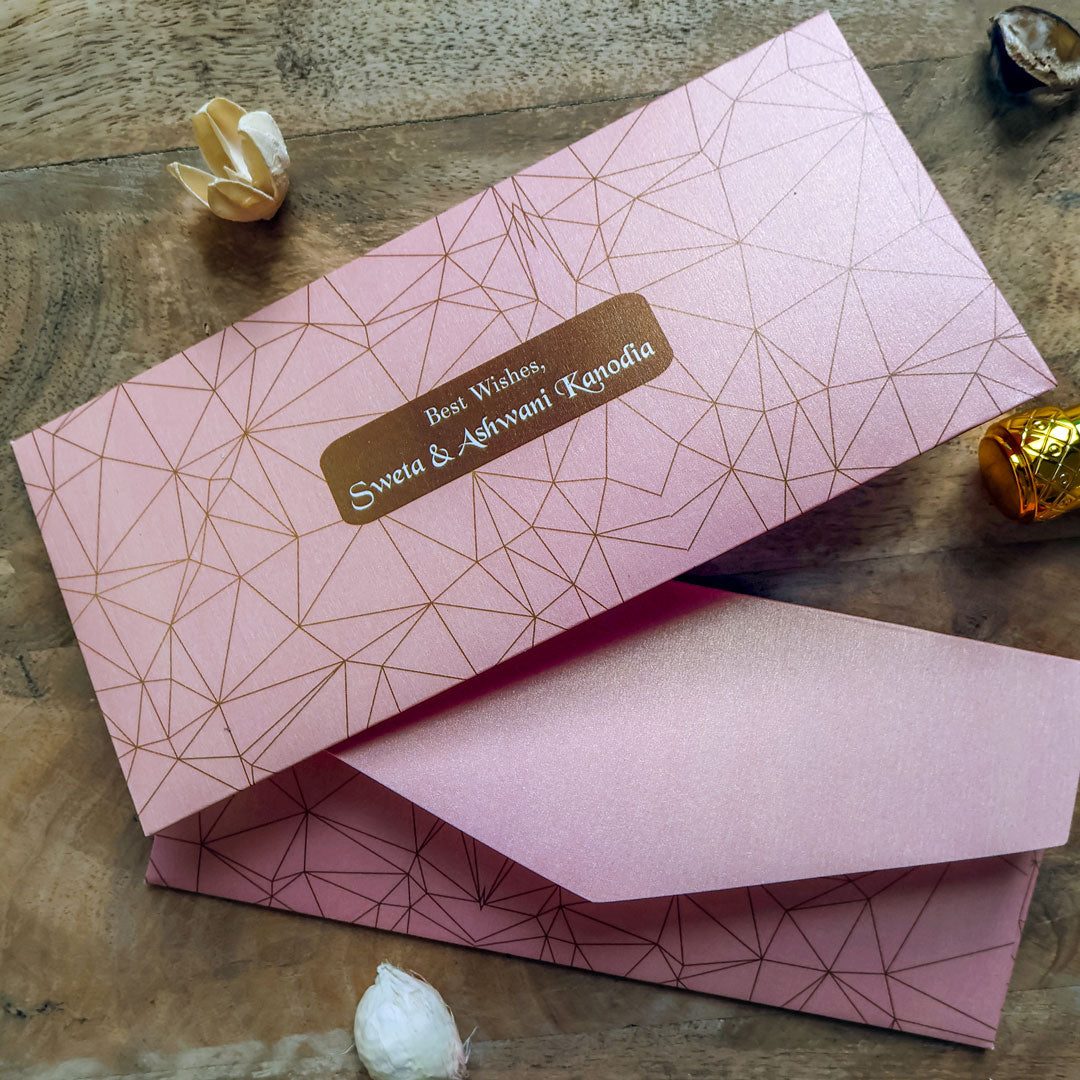 Pink & Gold Geometric Lines Set of Money Envelopes