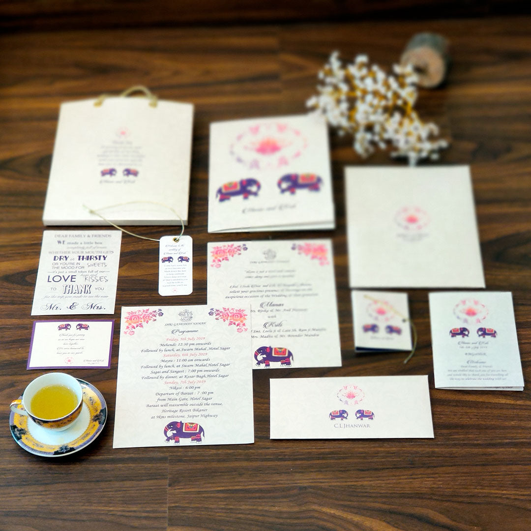 Traditional Royal Elephant Set of Wedding Invitation