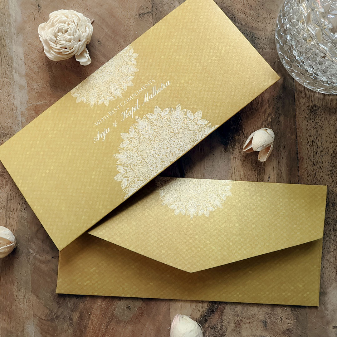 Yellow Textured Art Set of Money Envelopes