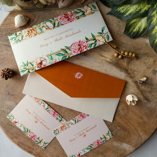 Floral Border Garden Combo Set of Money Envelopes & Gift Tags