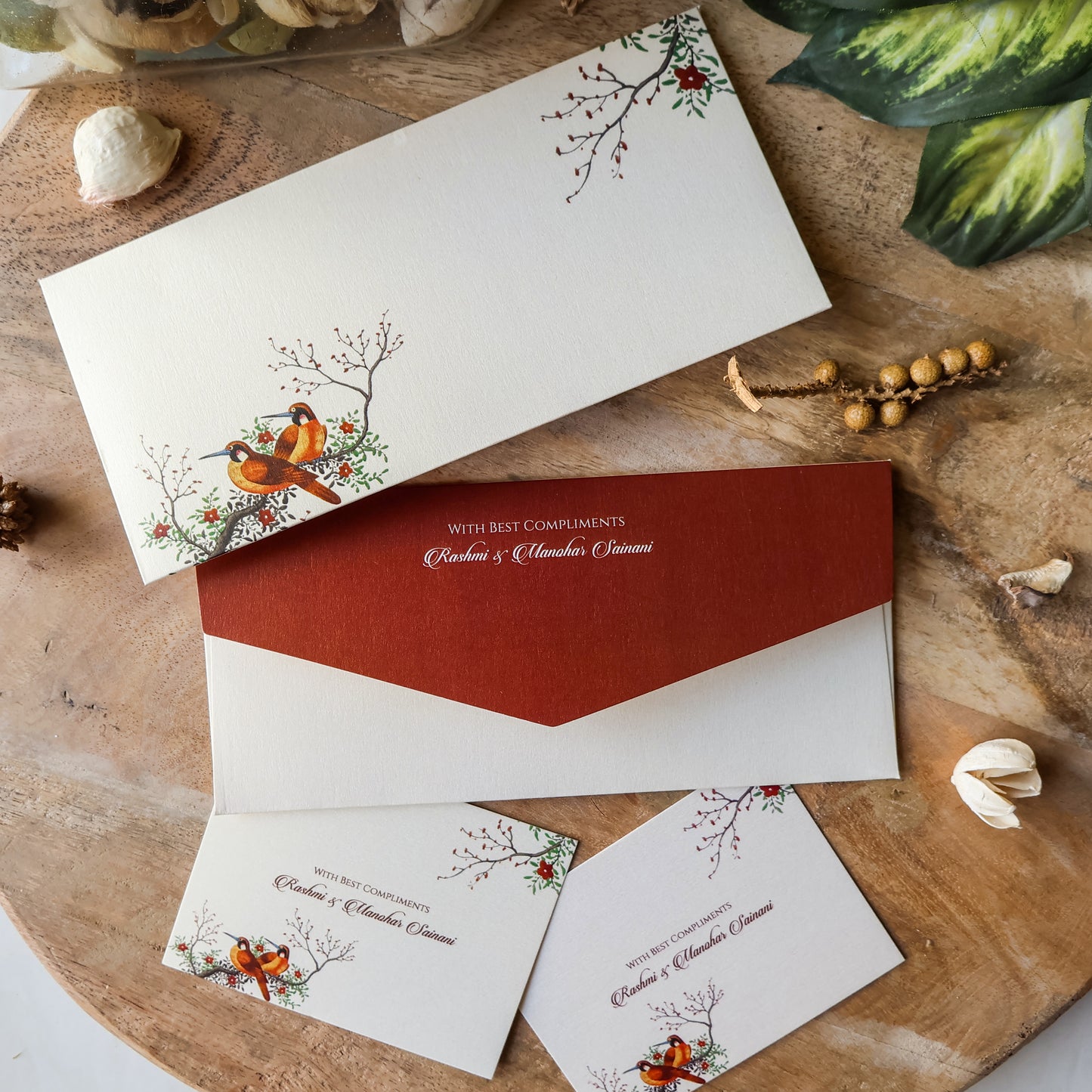 Vintage Joyful Birds Combo Set of Money Envelopes & Gift Tags