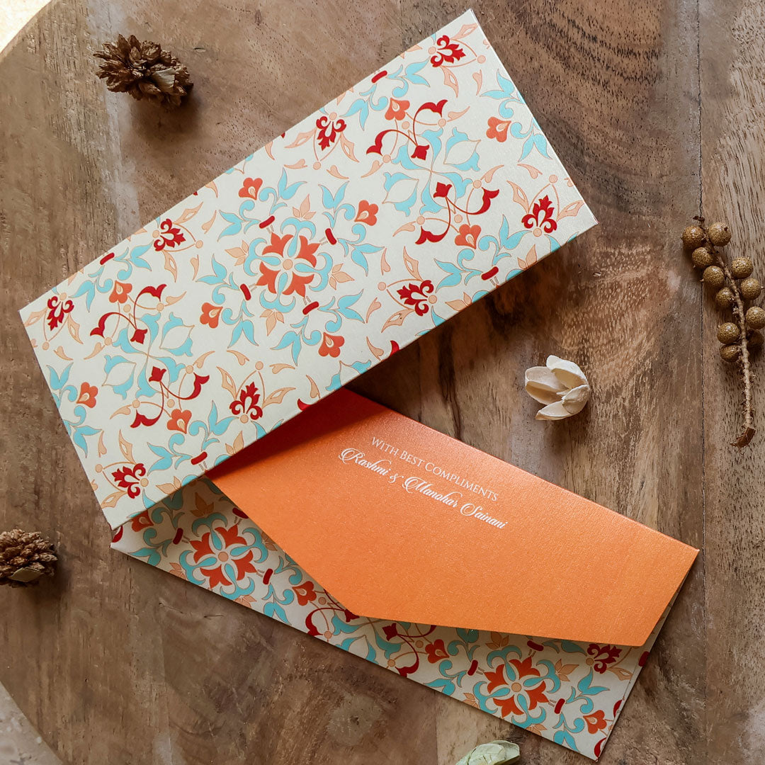 Arabic Pattern Cream & Orange Set of Money Envelopes