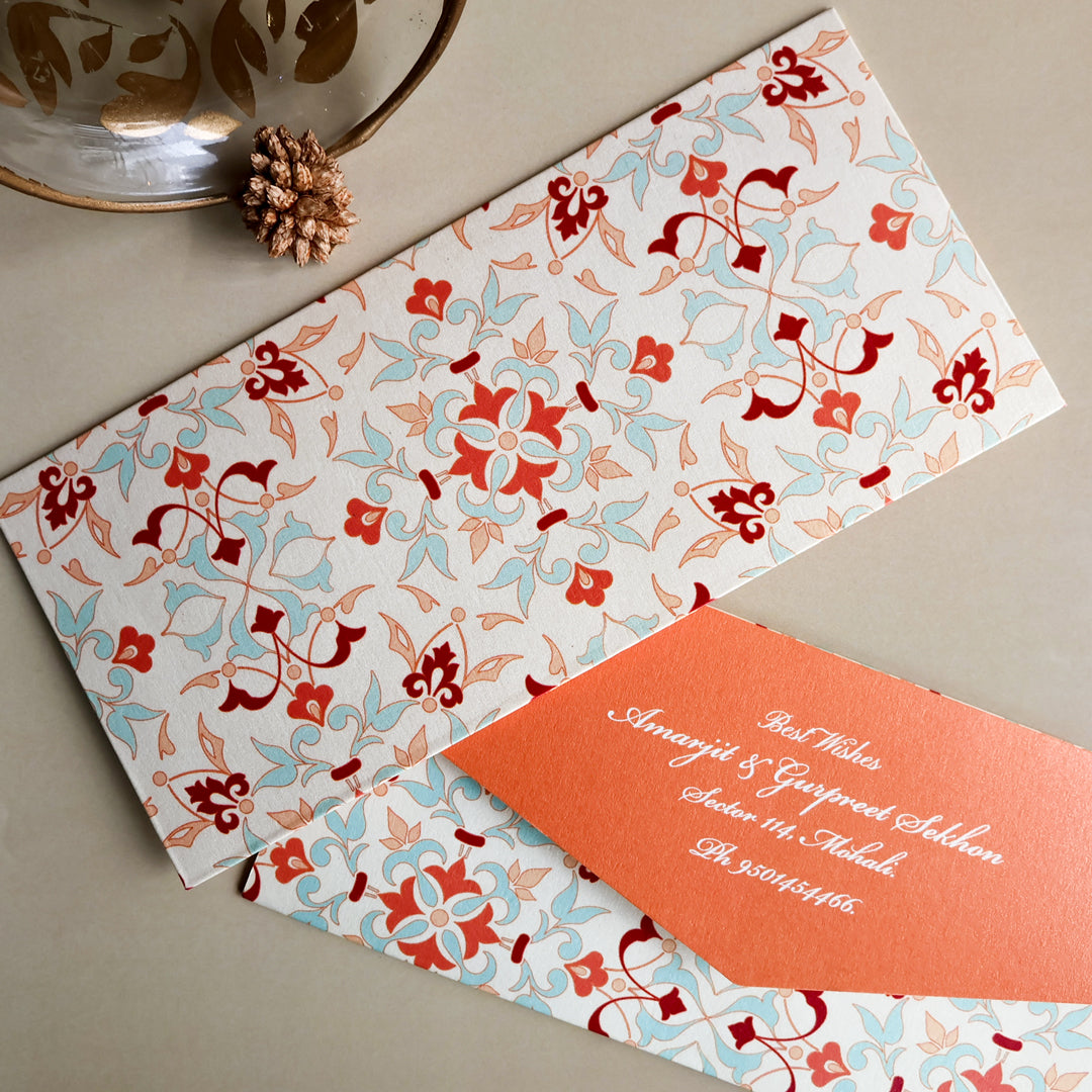 Arabic Pattern Cream & Orange Set of Money Envelopes
