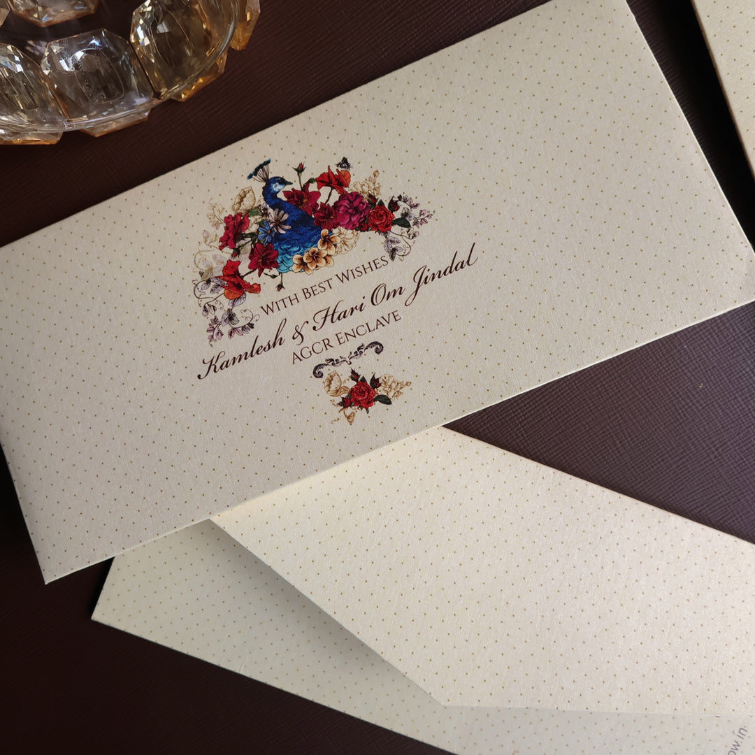 Artistic Floral Peacock Set of Money Envelopes