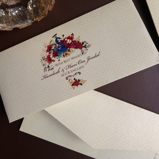 Artistic Floral Peacock Set of Money Envelopes