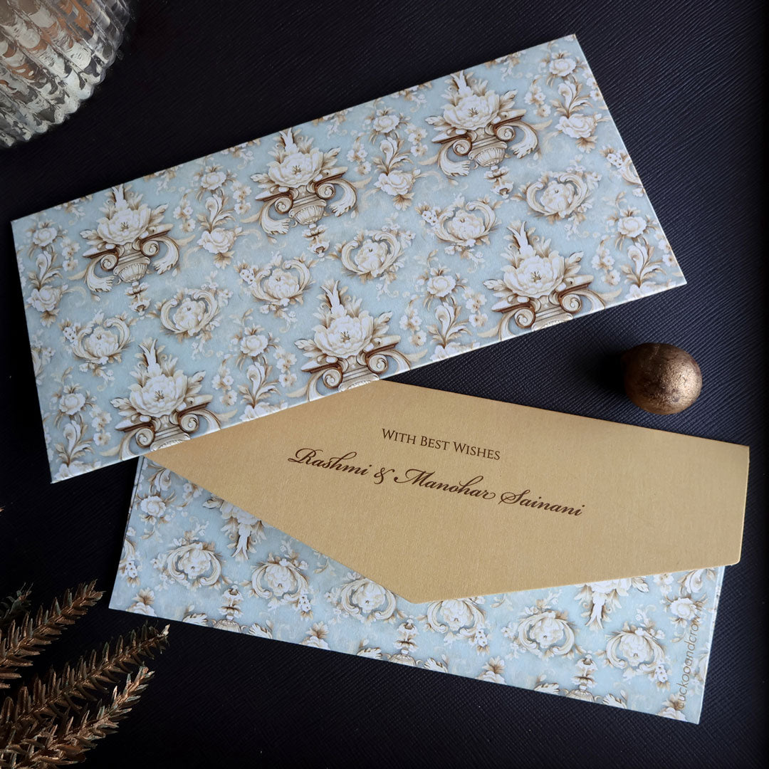 Beige & Blue Pattern Set of Money Envelopes