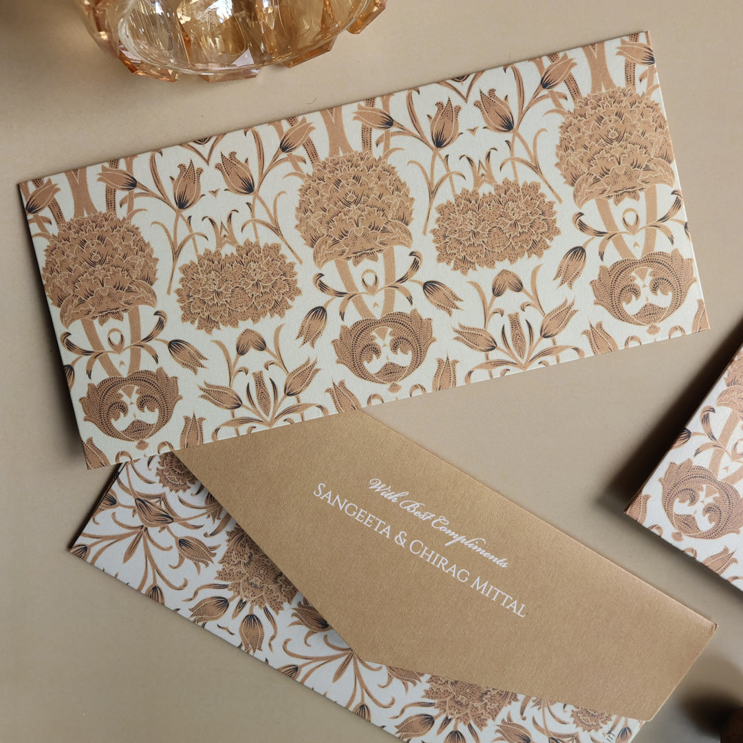 Beige & Cream Floral Set of Money Envelopes