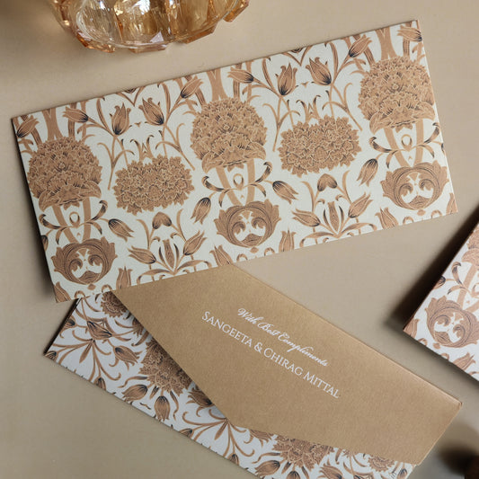 Beige & Cream Floral Set of Money Envelopes