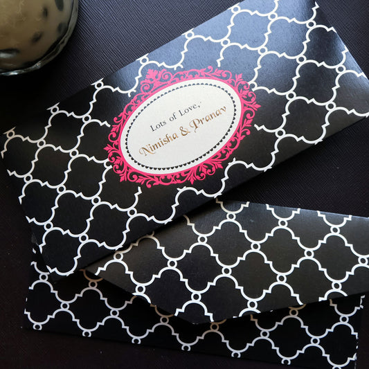 Black & Fuchsia Moroccan Set of Money Envelopes