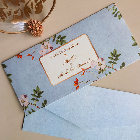 Blue Floral Texture Set of Money Envelopes
