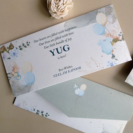Bundle of Joy Baby Boy Announcement Set of Money Envelopes
