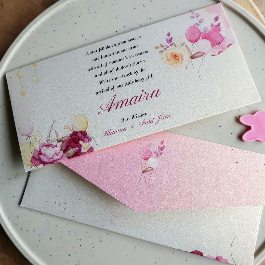 Bundle of Joy Baby Girl Announcement Set of Money Envelopes