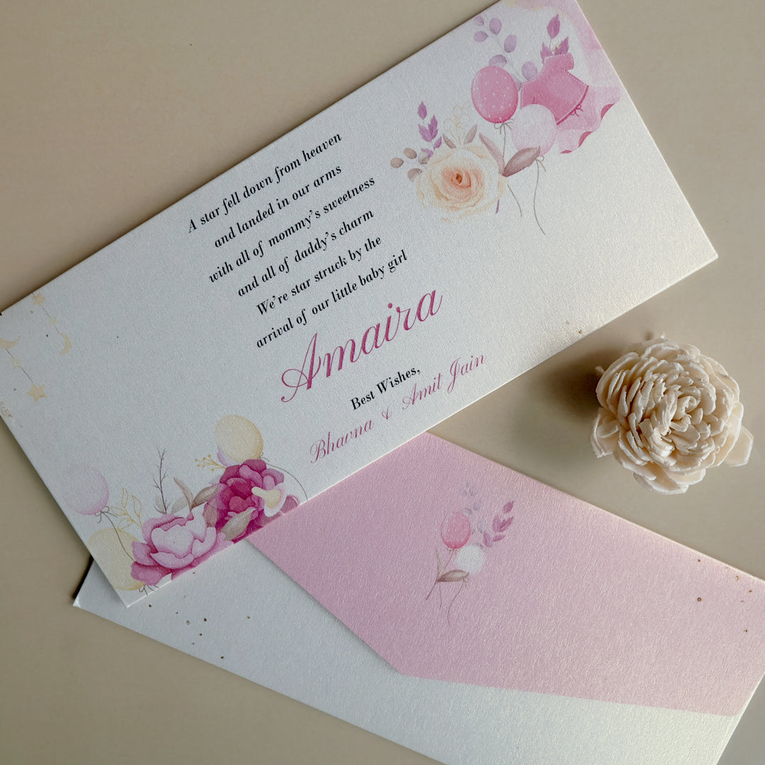 Bundle of Joy Baby Girl Announcement Set of Money Envelopes
