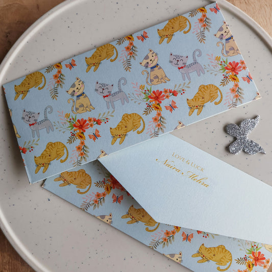 Cats Floral Set of Money Envelopes