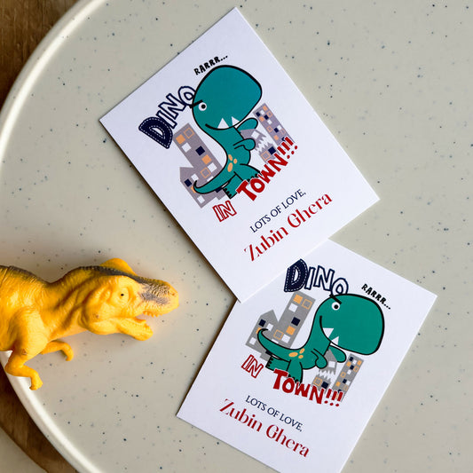 Dino-in-town Set of Gift Tags