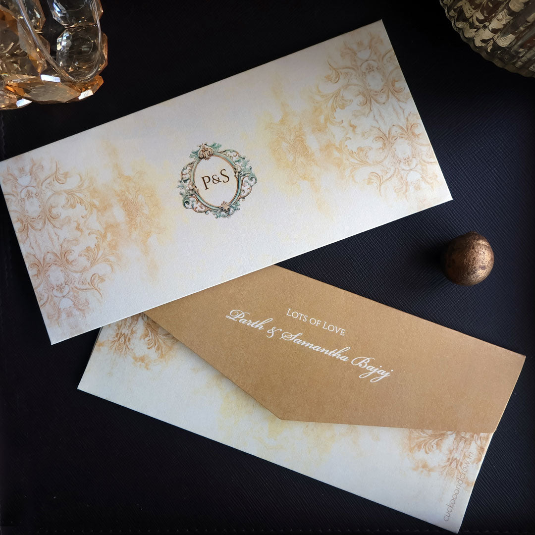 Distressed Gold Vintage Logo Set of Money Envelopes