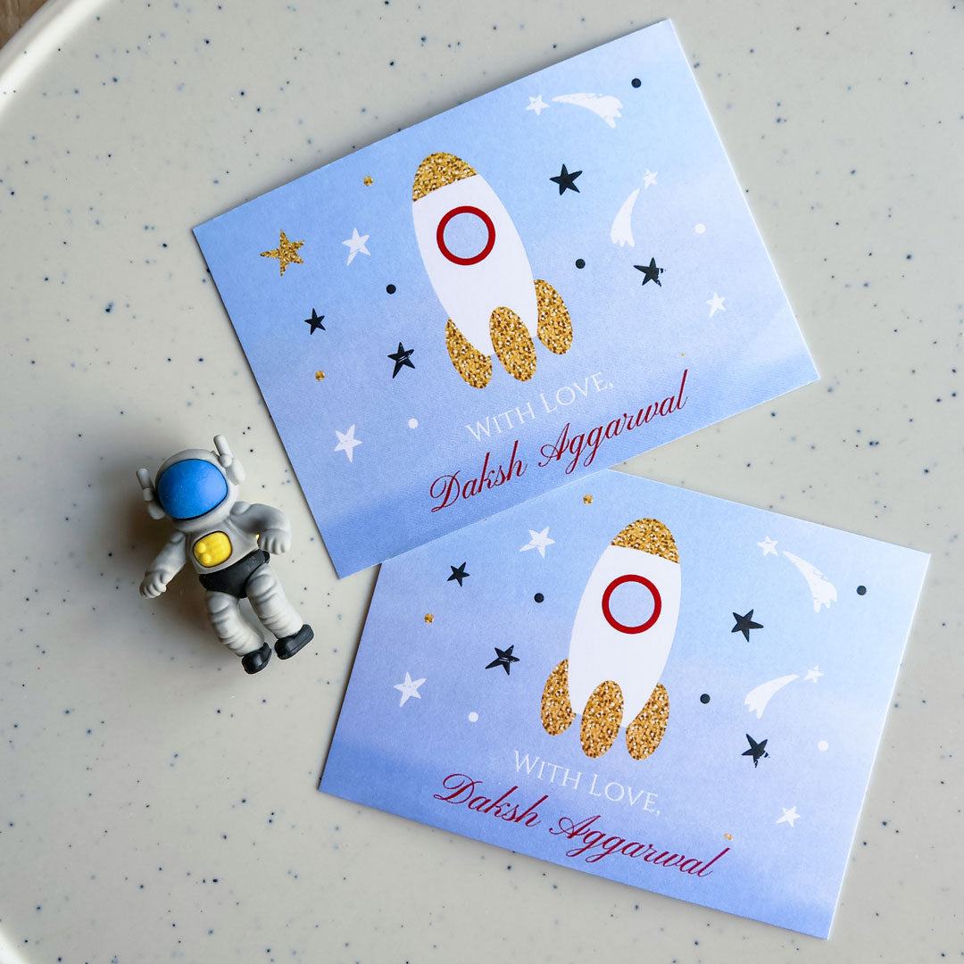 Glitter Space Rocket Set of Gift Tags