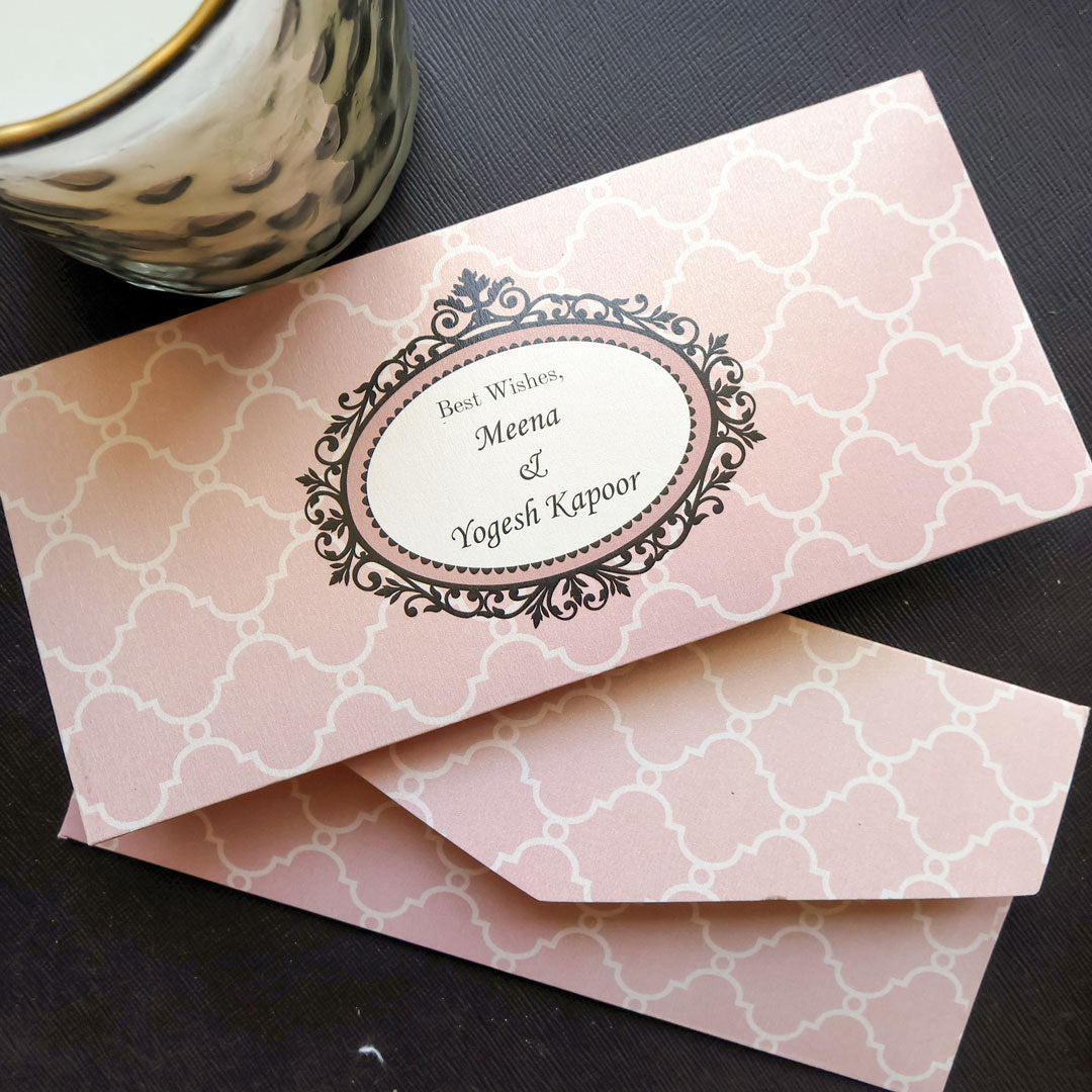 Light Pink & Black Moroccan Set of Money Envelopes