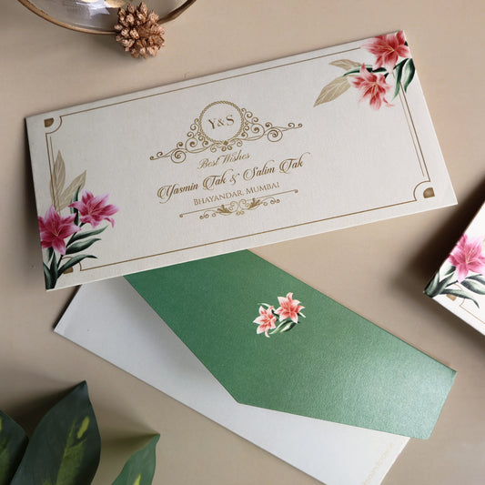 Lily Border Name Logo Set of Money Envelopes