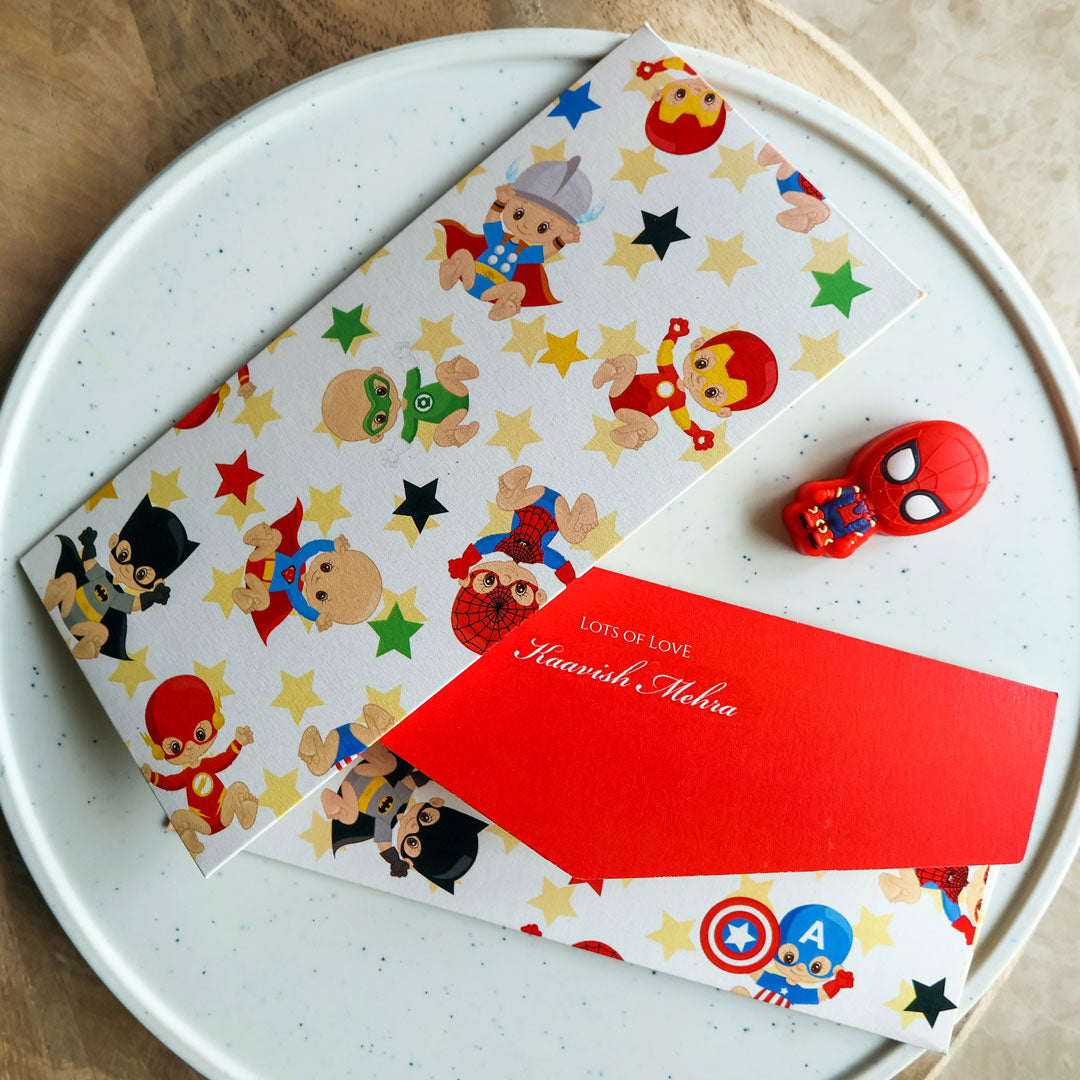 Little Superheros Money Envelope Red