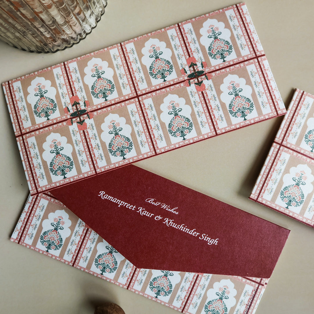 Mughal Art Floral Pattern Set of Money Envelopes