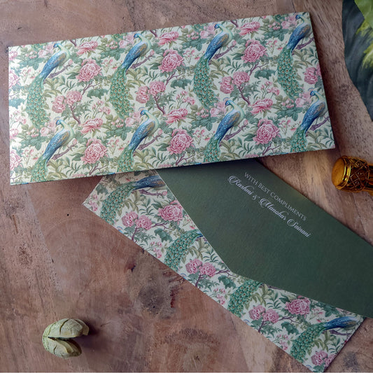 Mughal Peacock Garden Set of Money Envelopes