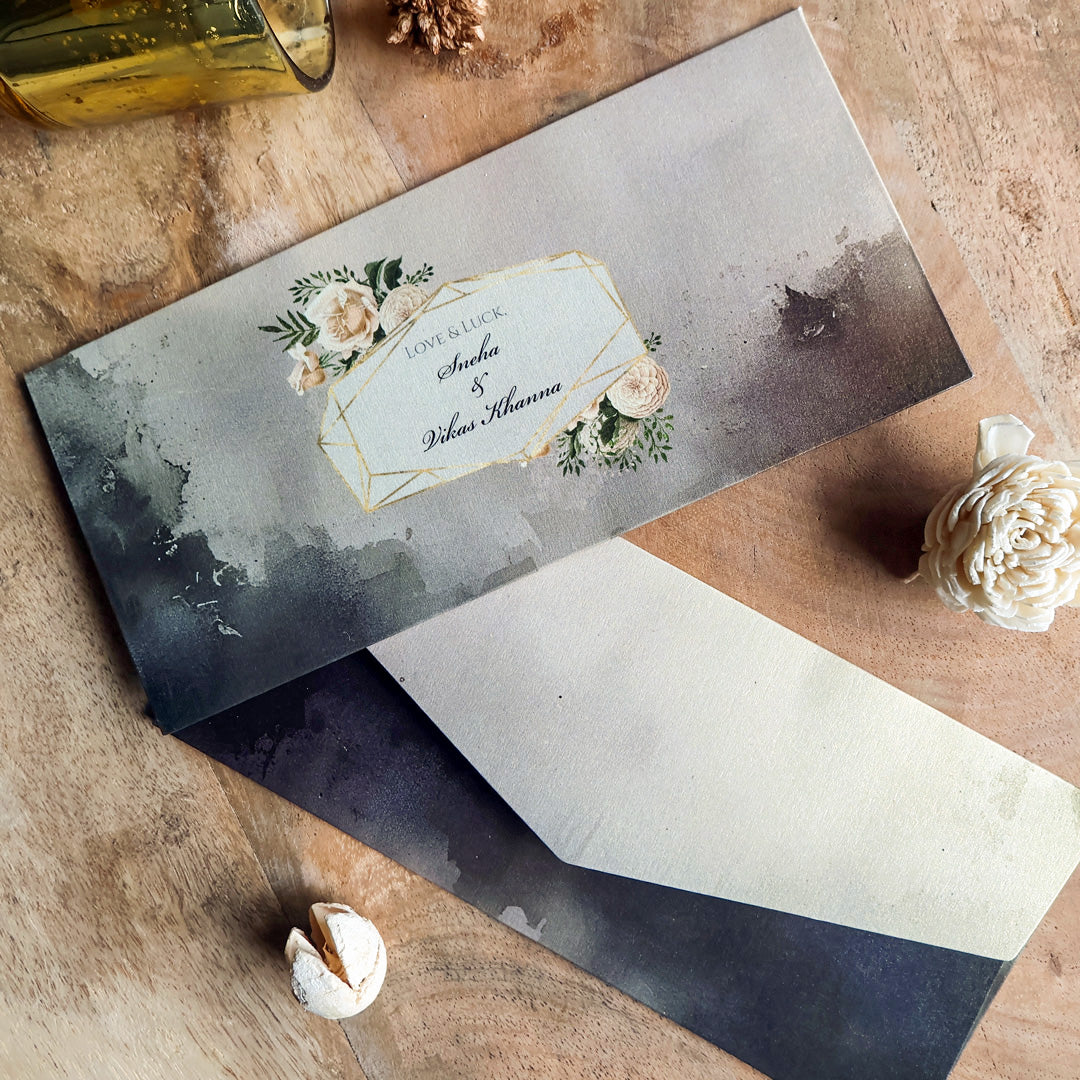 Paint daub floral frame Set of Money Envelopes