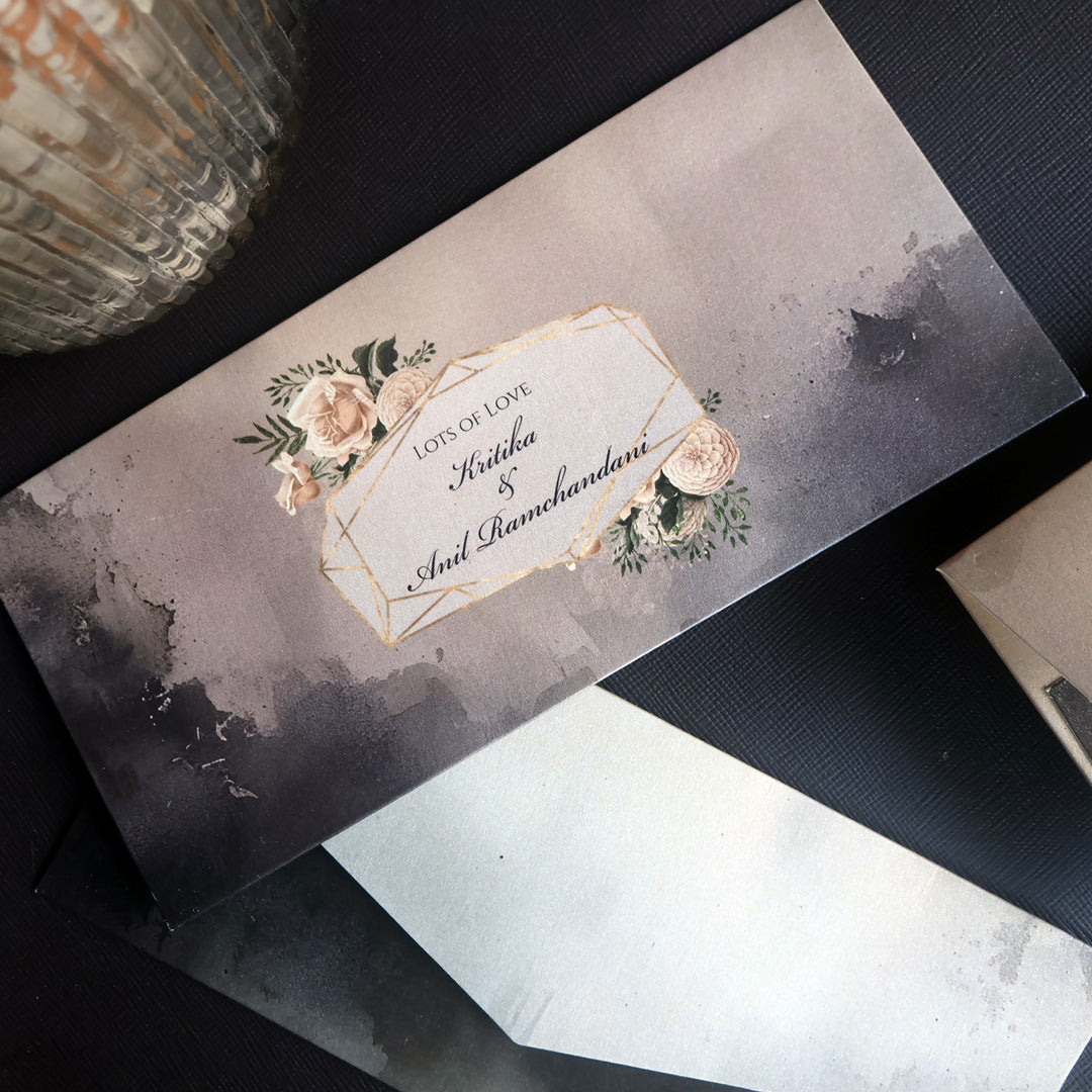 Paint daub floral frame Set of Money Envelopes