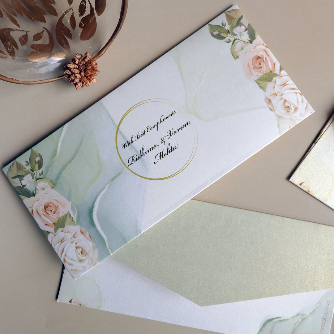 Pastel Green & Gold Floral Set of Money Envelopes