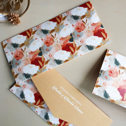 Peach & Rust Floral Pattern Set of Money Envelopes