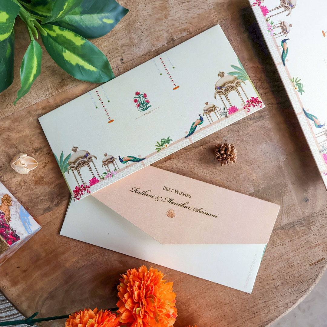 Pichwai Peacock Indian Art Set of Money Envelopes